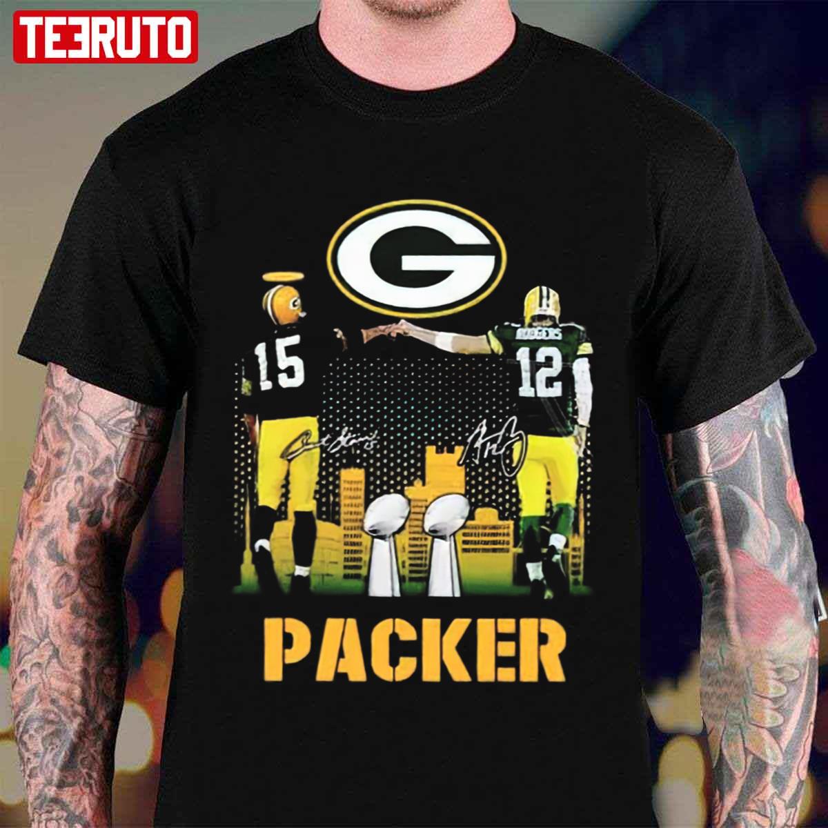 Bart Starr Aaron Rodgers Signature Green Bay Packers Super Bowl 2022 Unisex  T-Shirt - Teeruto