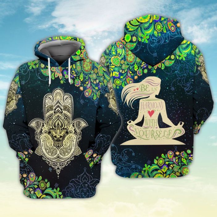 Be In Harmony With Your Self Hipster Trippy 3d Zip Hoodie