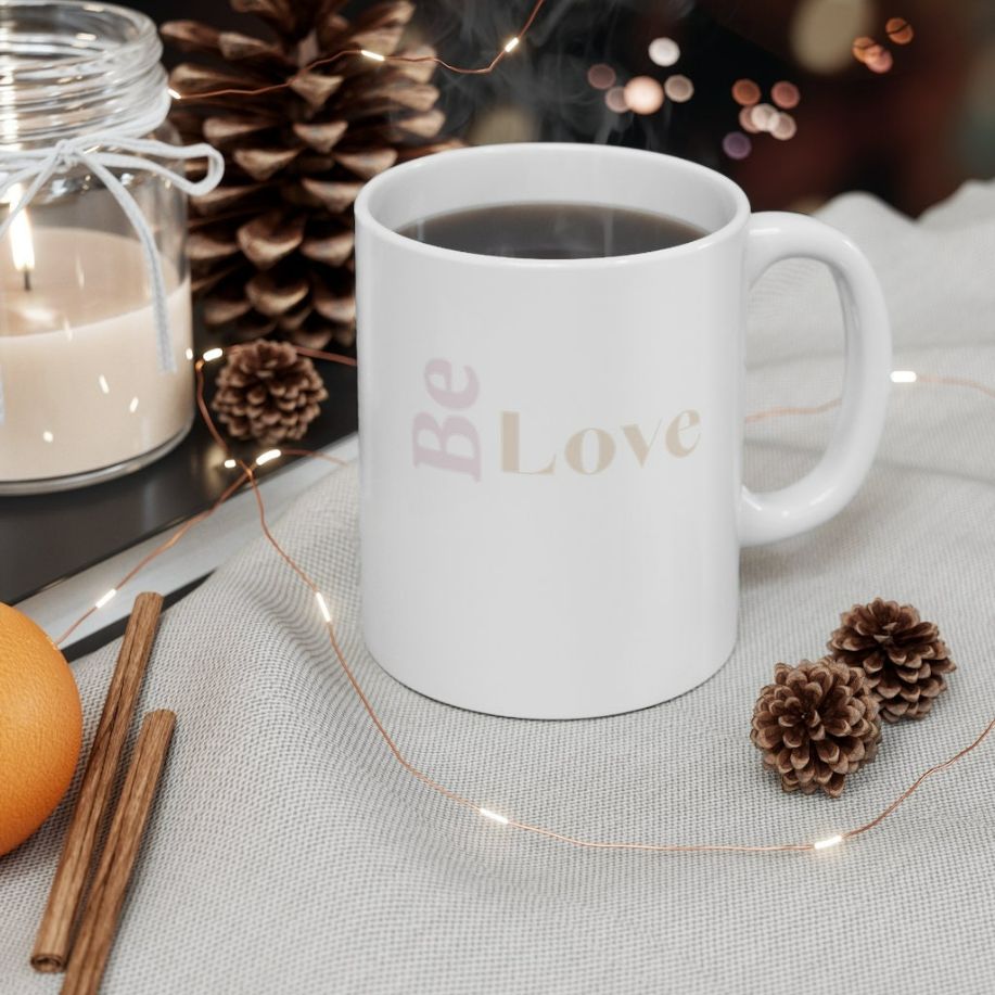 Be Love Minimalist White Ceramic Cup Valentine Mug