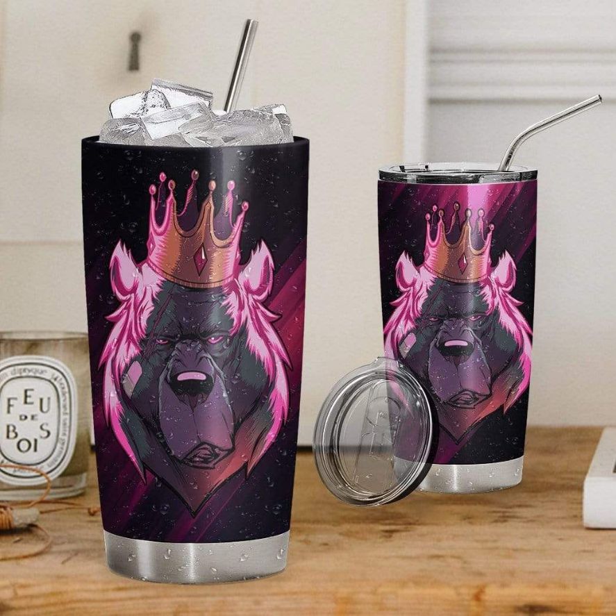 Bear King Custom Name Gift For Lover Day Travel Tumbler