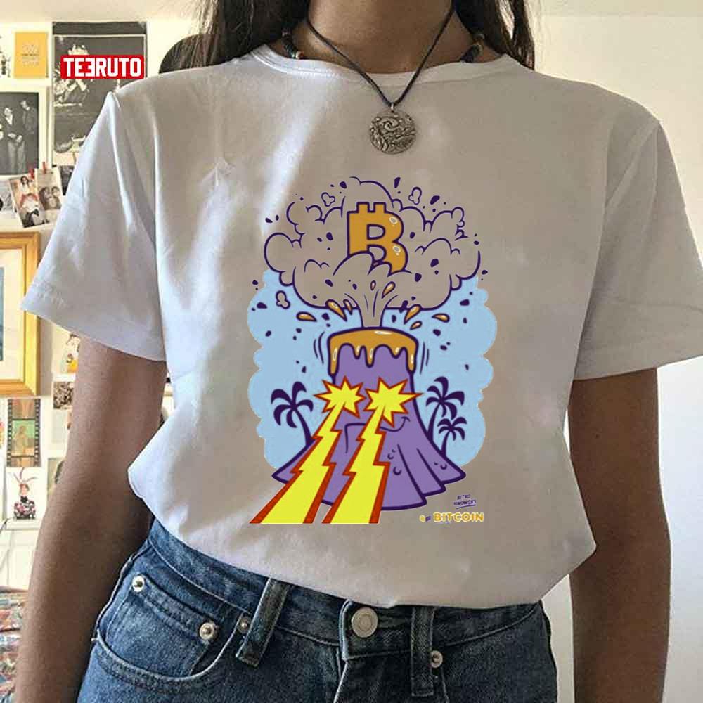 Bitcoin Volcano Funny Art Unisex T-Shirt