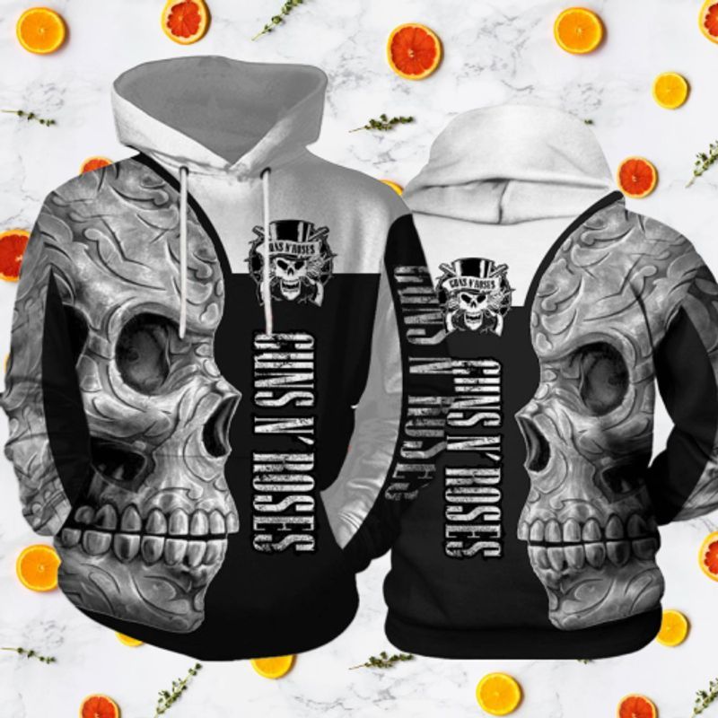 Black And White Guns N Roses Sugar Skull 3d Hoodie