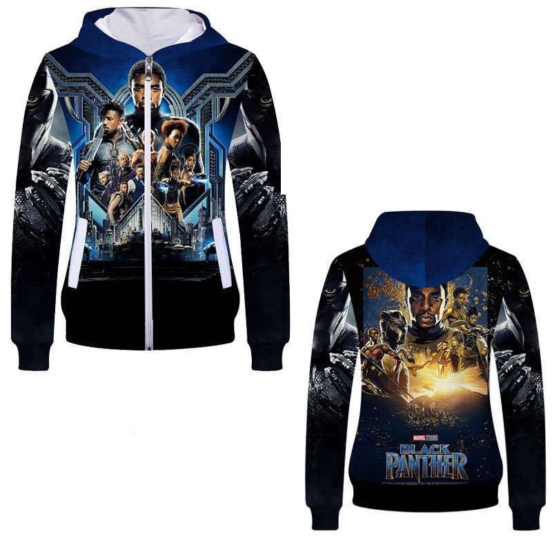 Black Panther, Avengers, Marvel Over Print 3d Zip 5 Hoodie