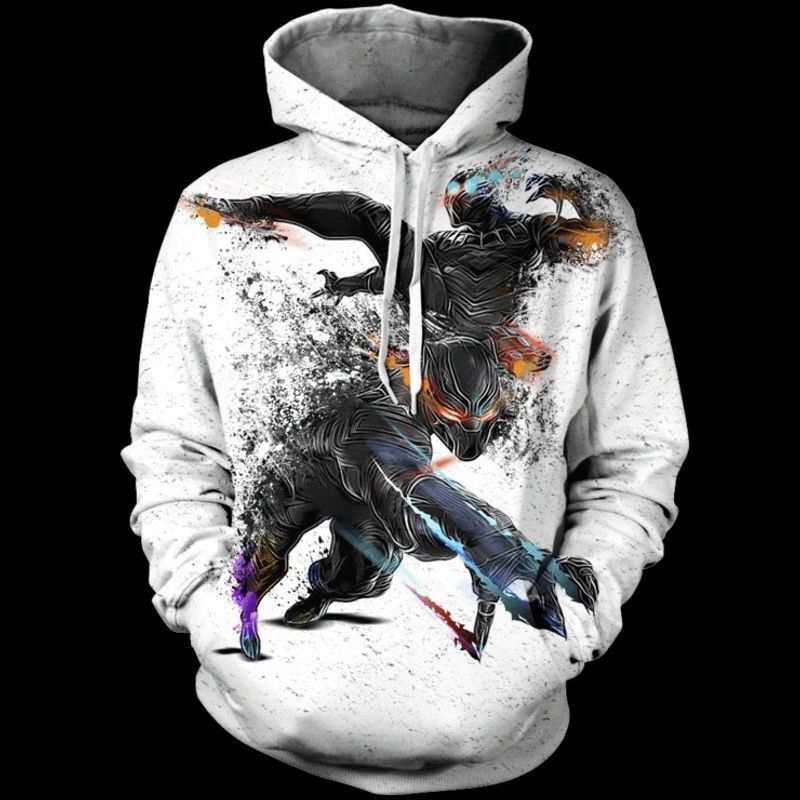 Black Panther Marvel Over Print 3d Zip 3 Hoodie