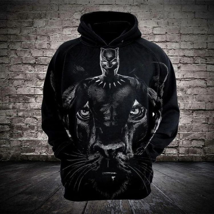NEW Marvel Black Panther Men's Hoodie Pullover Sweatshirt Jacket in Black