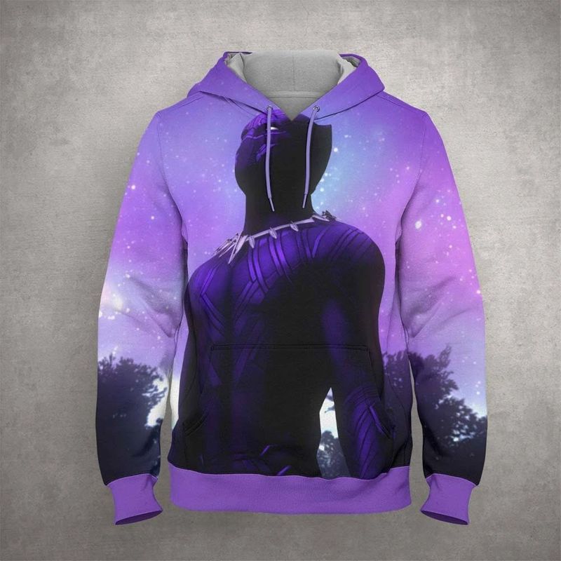 Black Panther Purple Wakanda Forever Over Print 3d Zip 3 Hoodie