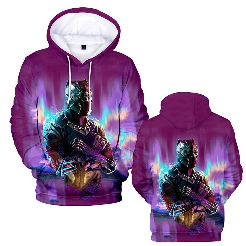 Black Panther Wakanda Forever Over Print 3d Zip Hoodie