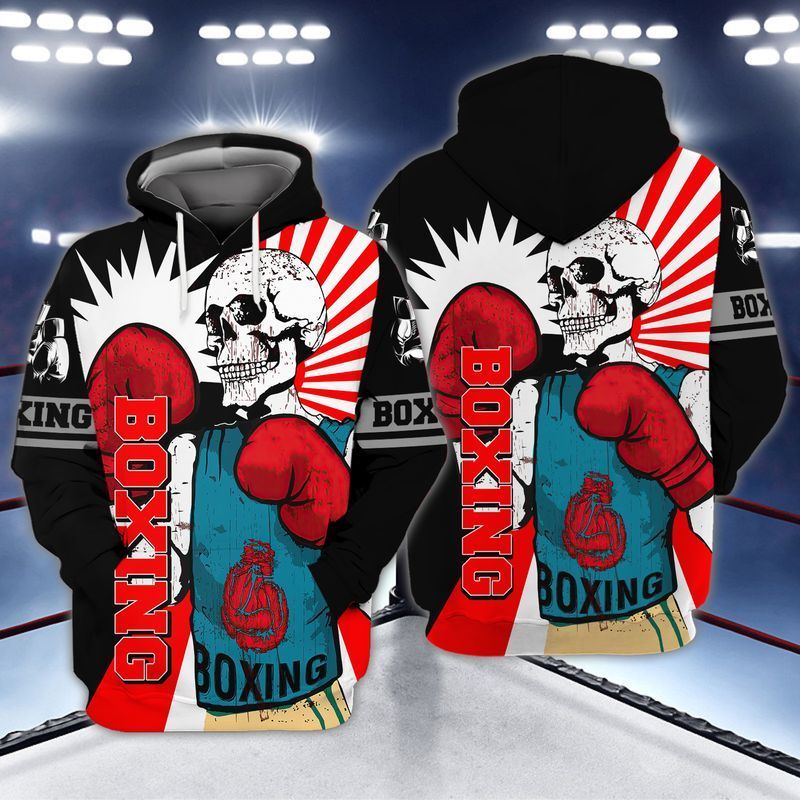 Boxing Skull 3d Zip Hoodie