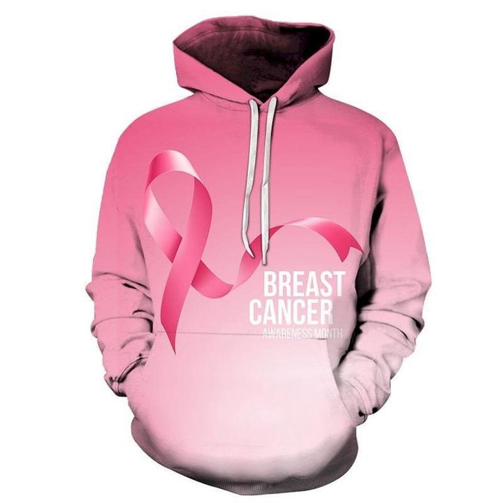 Breast Cancer Awareness Month Ombre Pink 3d Zip Hoodie