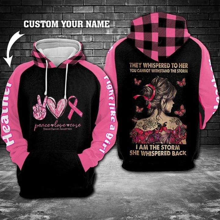 Breast Cancer Awareness Peace Love Full Printing 3d Hoodie