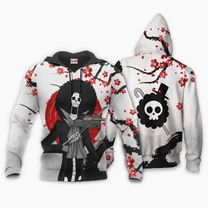 Brook Cartoon One Piece Anime Manga 3d T Shirt Zip Bomber Hoodie