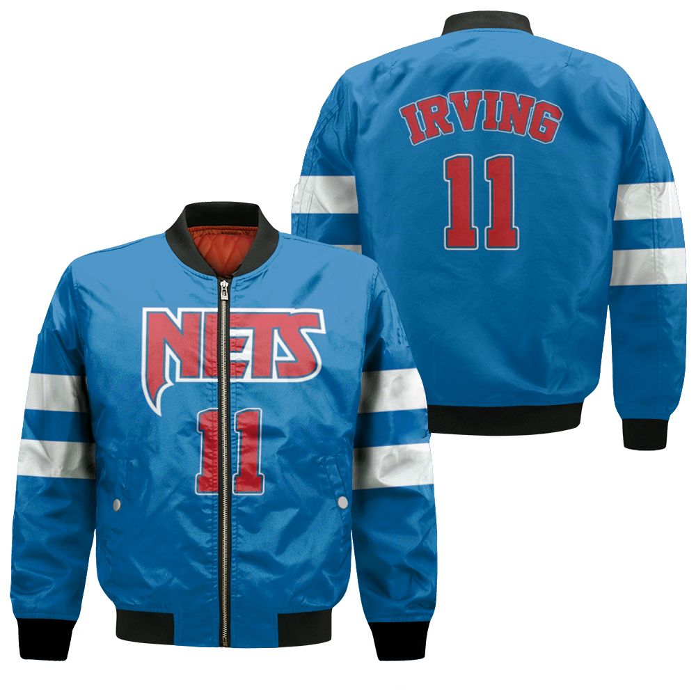 Brooklyn Nets Kyrie Irving #11 Nba Basketball Team New Arrival Blue 3d Designed Allover Gift For Brooklyn Fans Bomber Jacket