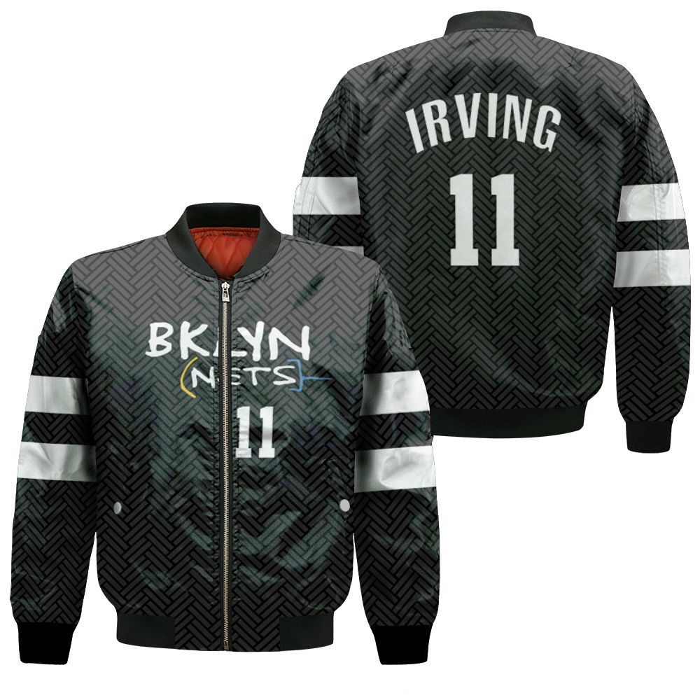 Brooklyn Nets Kyrie Irving #11 Nba Great Player New Arrival Black 3d Designed Allover Gift For Brooklyn Fans Bomber Jacket