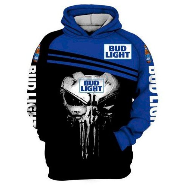 Bud Light Beer Logo Skull 3d Hoodie - Teeruto