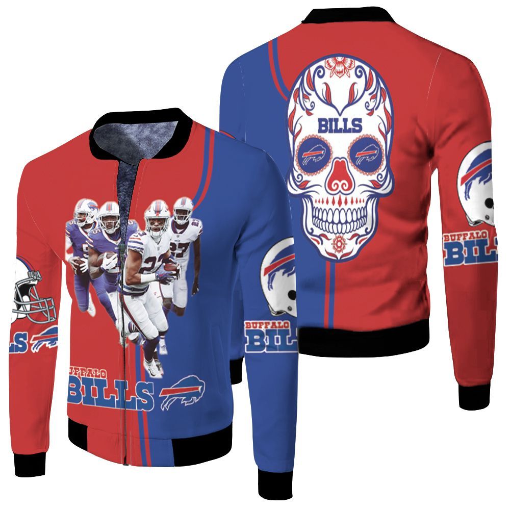 Buffalo Bills 2020 Afc East Division Champions Poco Loco Skull Fleece Bomber Jacket