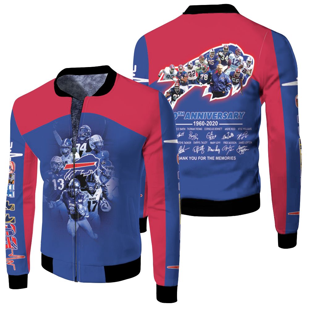 Buffalo Bills 60th Anniversary Player Art With Signature Fleece Bomber Jacket