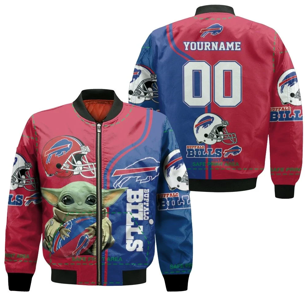 Buffalo Bills Baby Yoda The Mandalorian Personalized Bomber Jacket