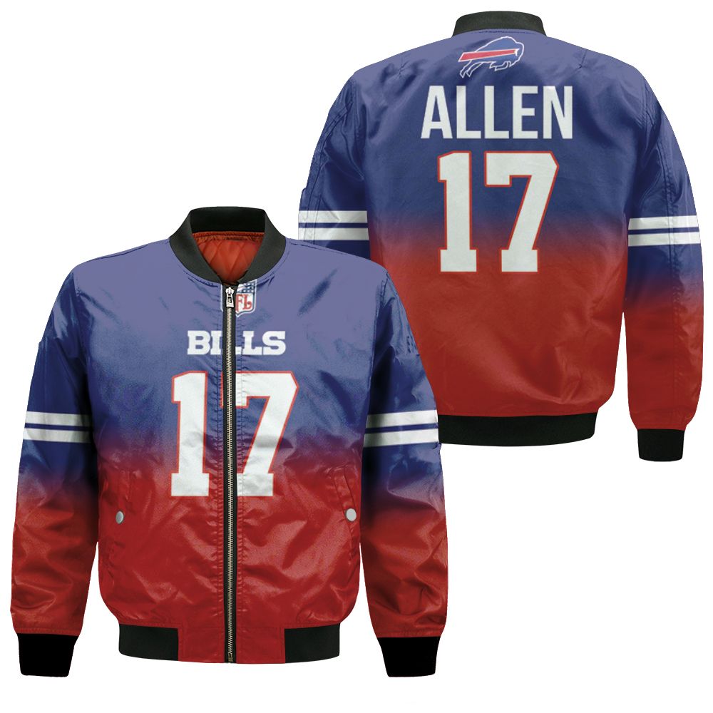 Buffalo Bills Josh Allen #17 Great Player Nfl American Football Team Royal Color Crash 3d Designed Allover Gift For Bills Fans Bomber Jacket