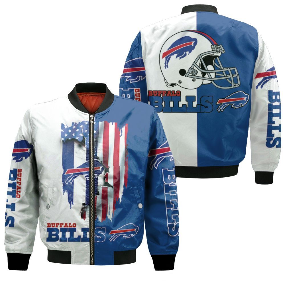 Buffalo Bills Love Under Ripped Flag 2020 Afc East Champions Bomber Jacket