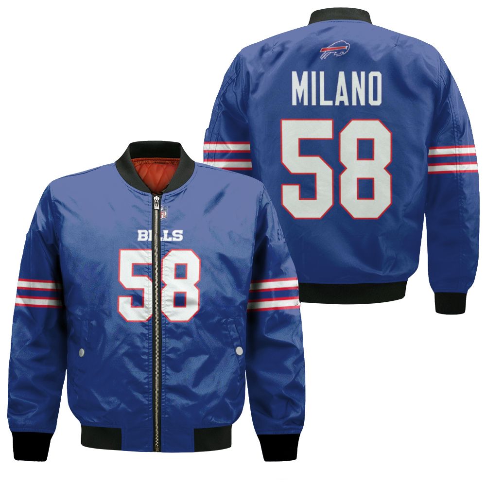 Buffalo Bills Matt Milano #58 Nfl Legend Player American Football Game Royal 3d Designed Allover Gift For Bills Fans Bomber Jacket