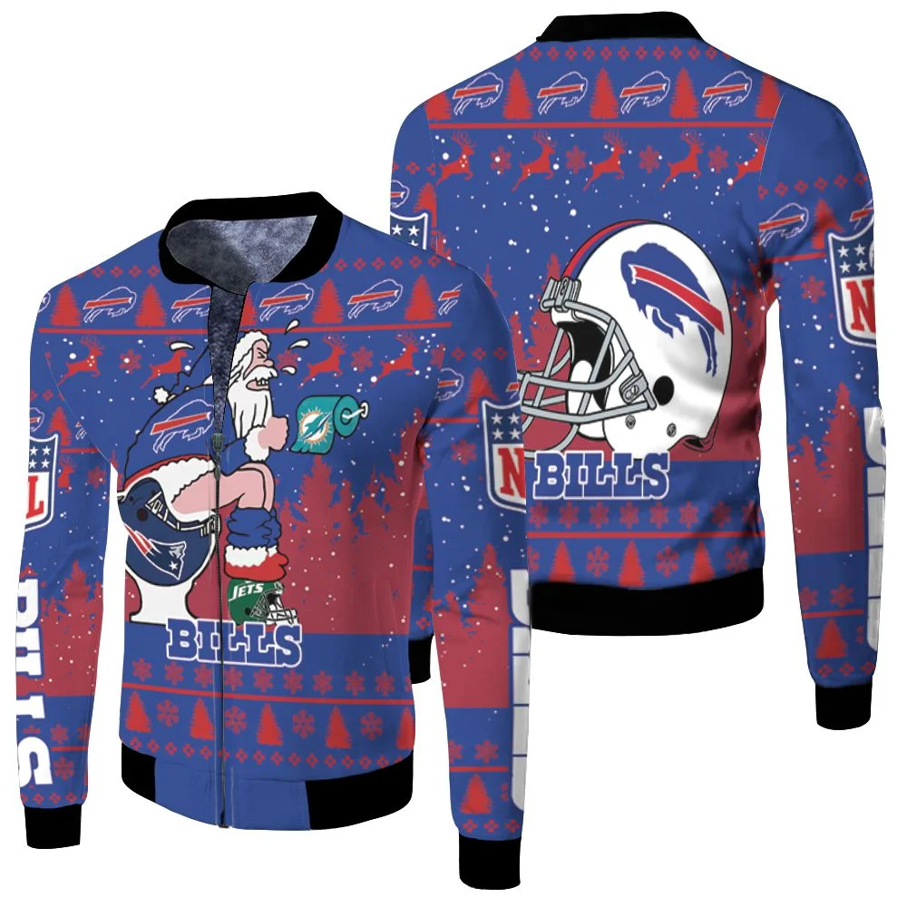 Buffalo Bills Santa Toilet Christmas Afc East Champions Fleece Bomber Jacket