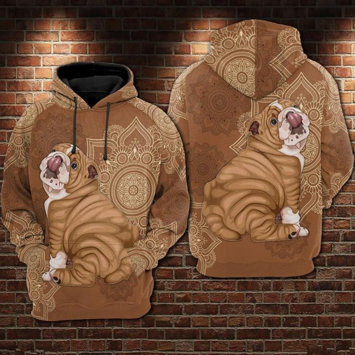 Bull Dog Over Print 3d Zip Hoodie