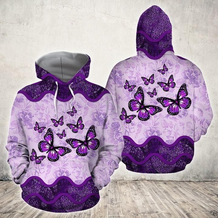 Butterfly Purple Full Printing 3d Hoodie