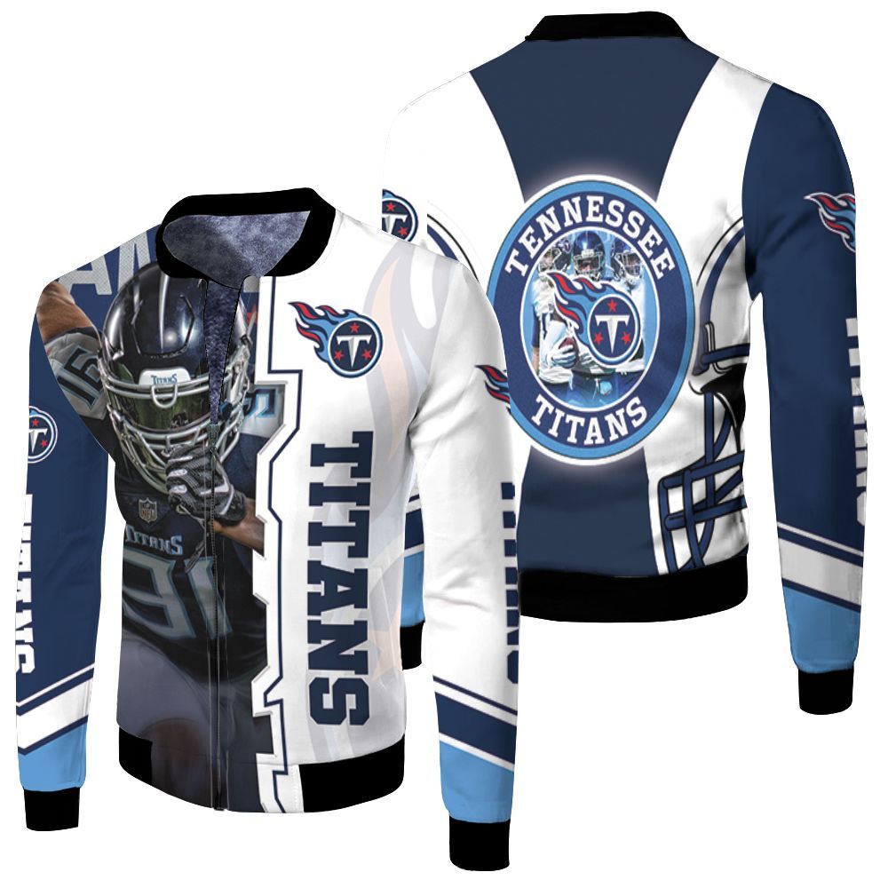 Cameron Wake #91 Tennessee Titans Afc South Division Super Bowl 2021 Fleece Bomber Jacket