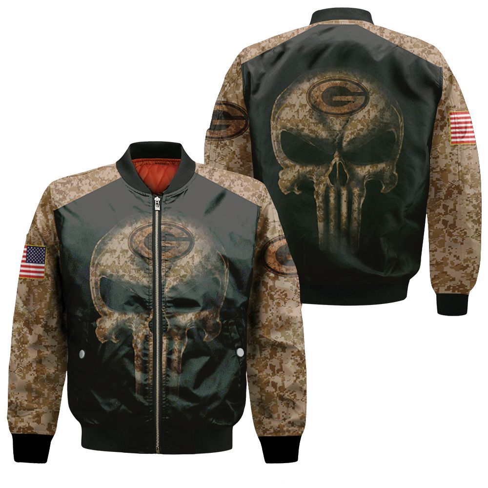 American Flag Veteran And Green Bay Packers Skull shirt, hoodie, sweater  and long sleeve