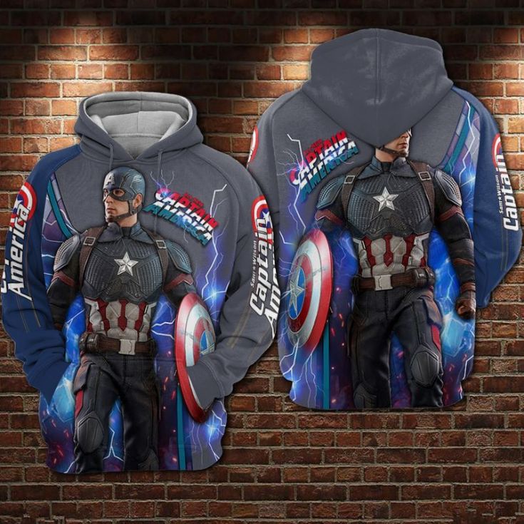 Captain America Avengers, Marvel Over Print 3d Zip Hoodie