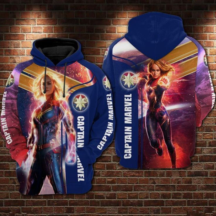 Captain Marvel Avengers, Marvel Over Print 3d Zip Hoodie