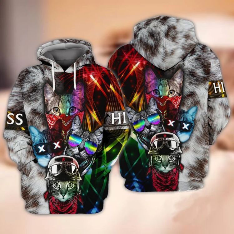 Cat Cool 3d Zip Hoodie