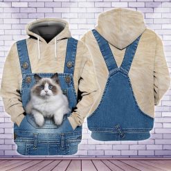 Cats White 3d Zip Hoodie