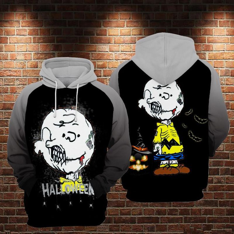 Charlie Brown Zombie Halloween Theme Over Print 3d Zip Hoodie