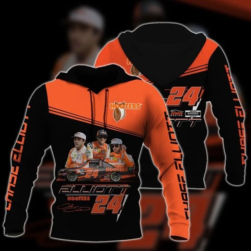 Chase Elliott Hooters 24 Nascar 3d Hoodie