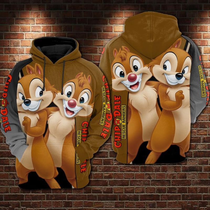 Chip N Dale Disney Over Print 3d Zip Hoodie