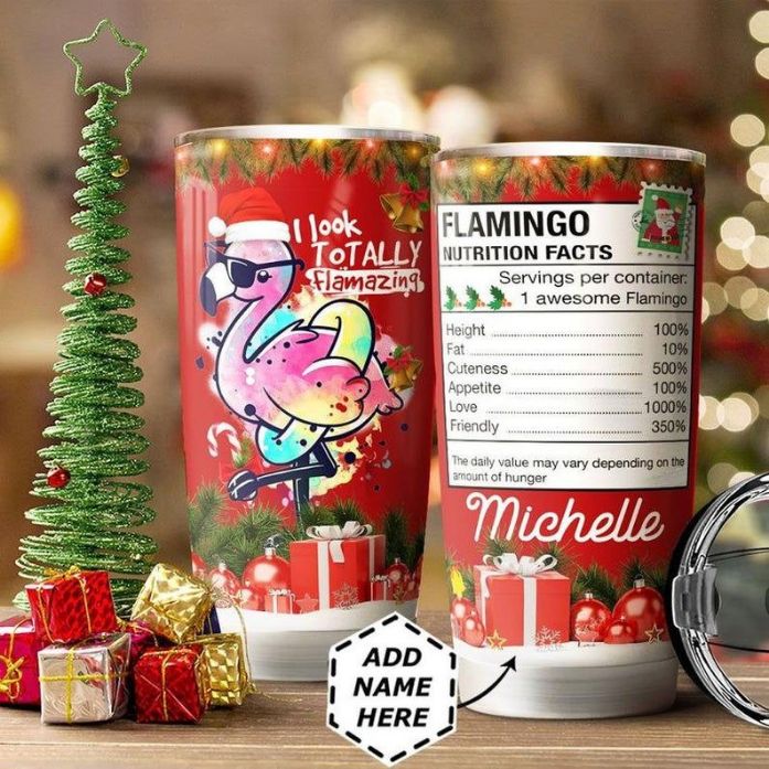 Christmas Flamingo Personalized I Look To Tally Flamazing Tumbler