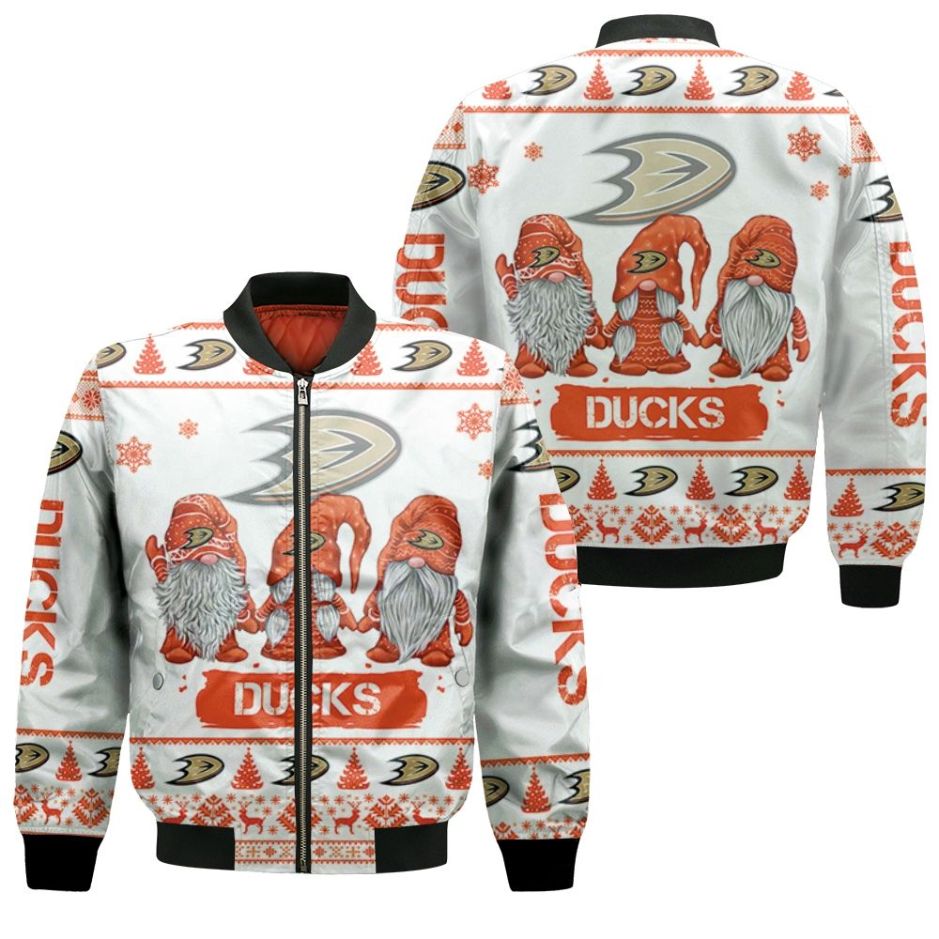 Christmas Gnomes Anaheim Ducks Ugly Sweatshirt Christmas 3d Bomber Jacket