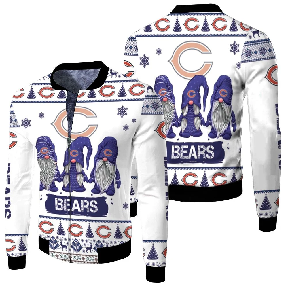 Christmas Gnomes Chicago Bears Ugly Sweatshirt Christmas 3d Fleece Bomber Jacket