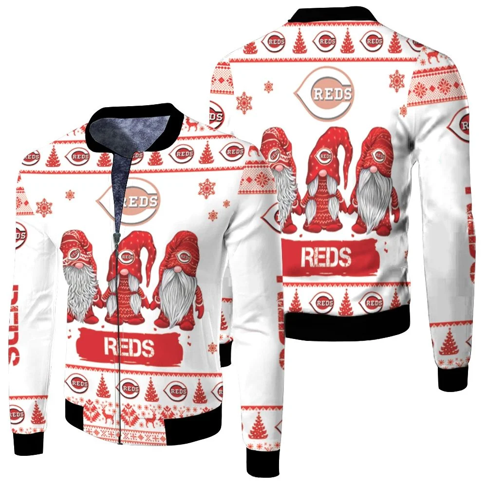 Christmas Gnomes Cincinnati Reds Ugly Sweatshirt Christmas 3d Fleece Bomber Jacket