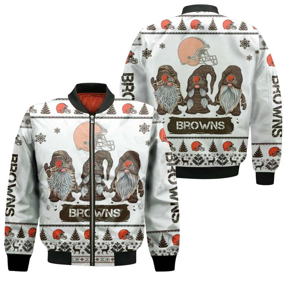 Christmas Gnomes Cleveland Browns Ugly Sweatshirt Christmas 3d Bomber Jacket