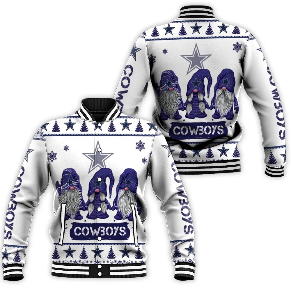 Christmas Gnomes Dallas Cowboys Ugly Sweatshirt Christmas 3d Baseball Jacket  - Teeruto