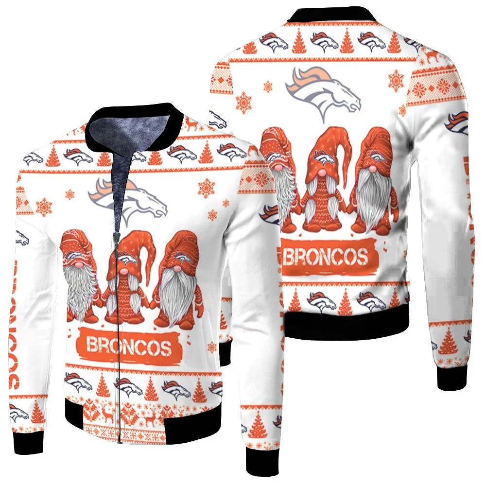 Christmas Gnomes Denver Broncos Ugly Sweatshirt Christmas 3d Fleece Bomber Jacket