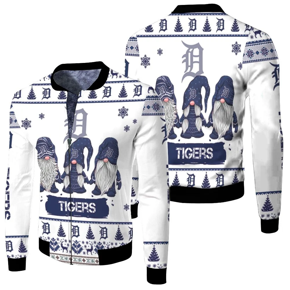 Christmas Gnomes Detroit Tigers Ugly Sweatshirt Christmas 3d Fleece Bomber Jacket