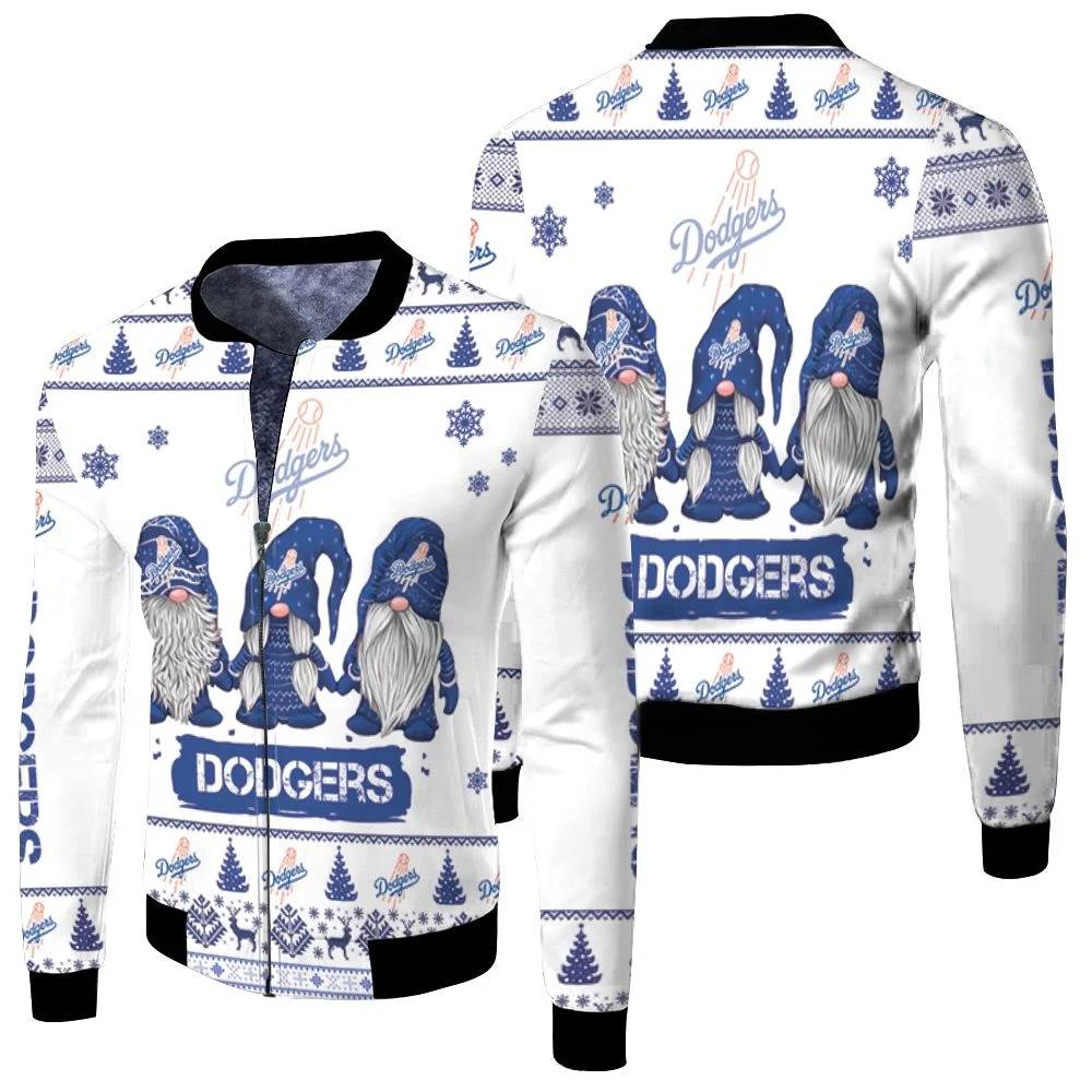 Christmas Gnomes Dodgers Ugly Sweatshirt Christmas 3d Fleece Bomber Jacket