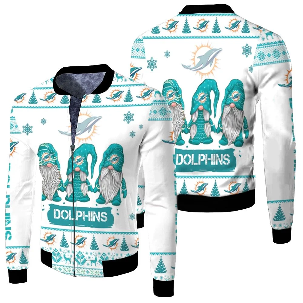 Christmas Gnomes Dolphins Ugly Sweatshirt Christmas 3d Fleece Bomber Jacket