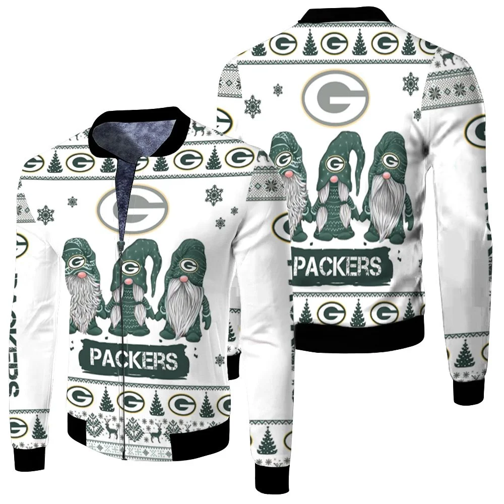 Christmas Gnomes Green Bay Packers Ugly Sweatshirt Christmas 3d Fleece Bomber Jacket