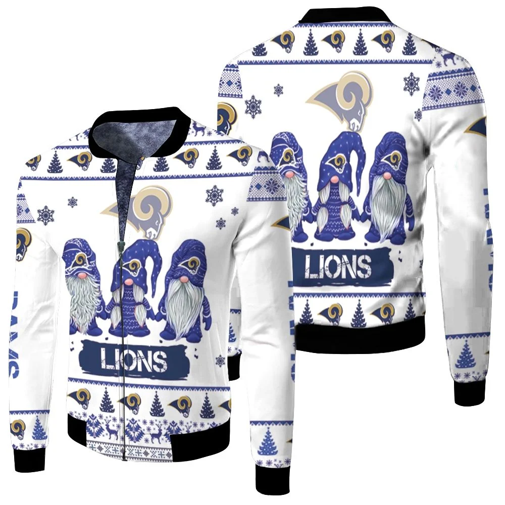 Christmas Gnomes Los Angeles Rams Ugly Sweatshirt Christmas 3d Fleece Bomber Jacket