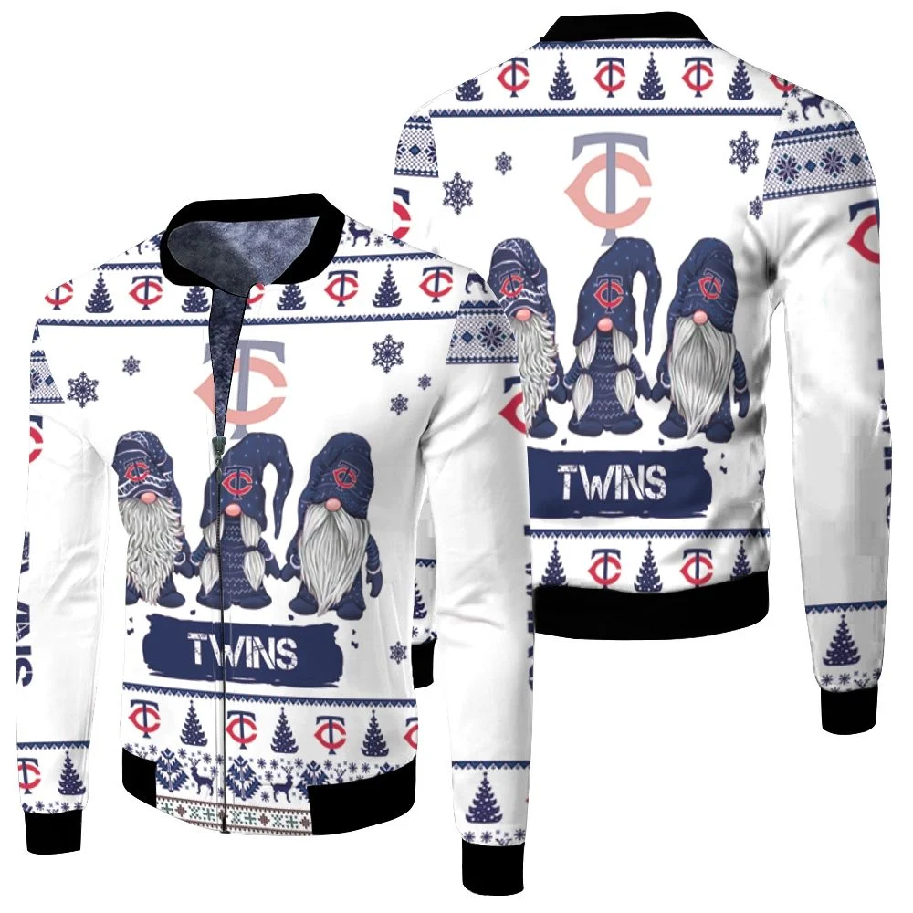 Christmas Gnomes Minnesota Twins Ugly Sweatshirt Christmas 3d Fleece Bomber Jacket