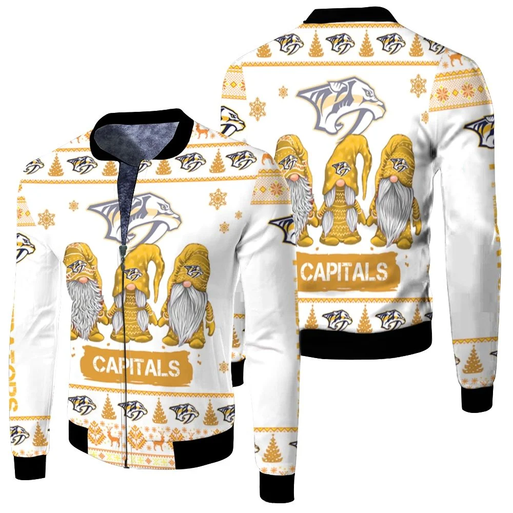 Christmas Gnomes Nashville Predators Ugly Sweatshirt Christmas 3d Fleece Bomber Jacket